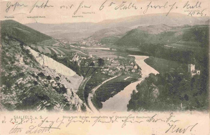 Saalfeld Saale Thueringen Blick vom Bohlen auf Obernitz und Roschwitz