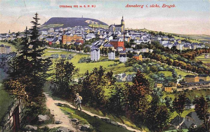 Annaberg -Buchholz Erzgebirge Panorama mit Poehlberg