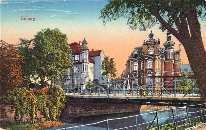 Coburg Bayern Teilansicht mit Bruecke