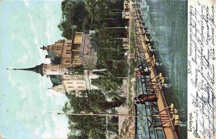 Grimma Sachsen Tonnenbruecke mit Gattersburg