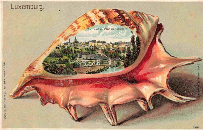 LUXEMBOURG Luxemburg Vue prise du Pont du Hundhaus Muschel Kuenstlerkarte