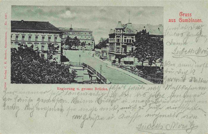 GUMBINNEN Goesev Gussew Oblast Kaliningrad RU Regierung mit grosser Bruecke