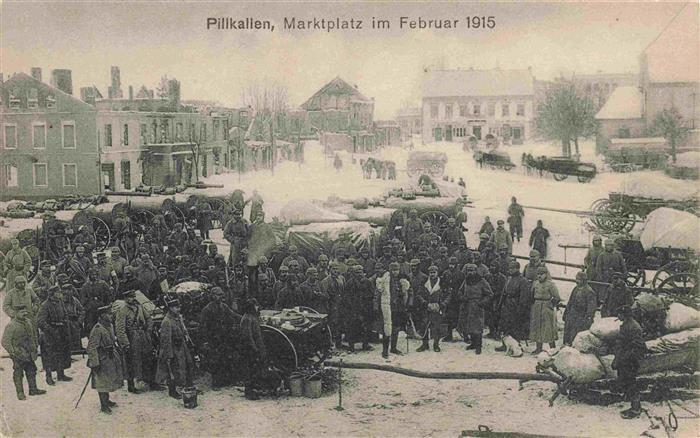 Pillkallen Ostpreussen Dobrowolsk Kaliningrad RU Marktplatz im Februar 1915 1. W