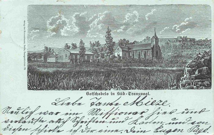 Transvaal Southafrica Hotschabelo Kirche Kuenstlerkarte Deutsche Reichspost