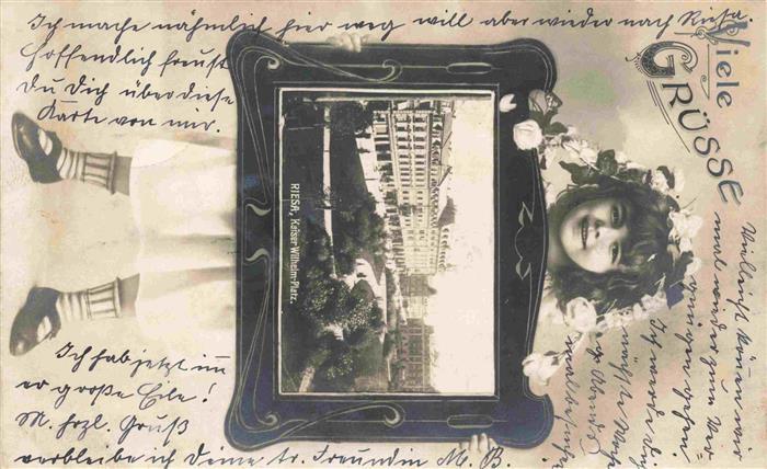 Riesa Sachsen Kaiser-Wilhelm-Platz Bilderrahmen Maedchen