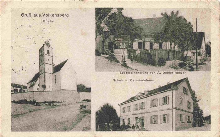 Volkensberg Folgensbourg 68 Haut-Rhin Kirche Spezereihandlung Schul- und Gemeind