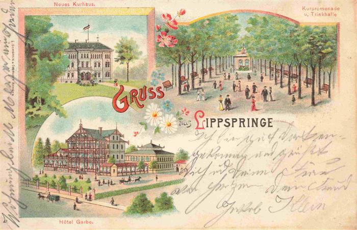 Lippspringe Bad NRW Neues Kurhaus Kurpromenade Hôtel Garbe Litho