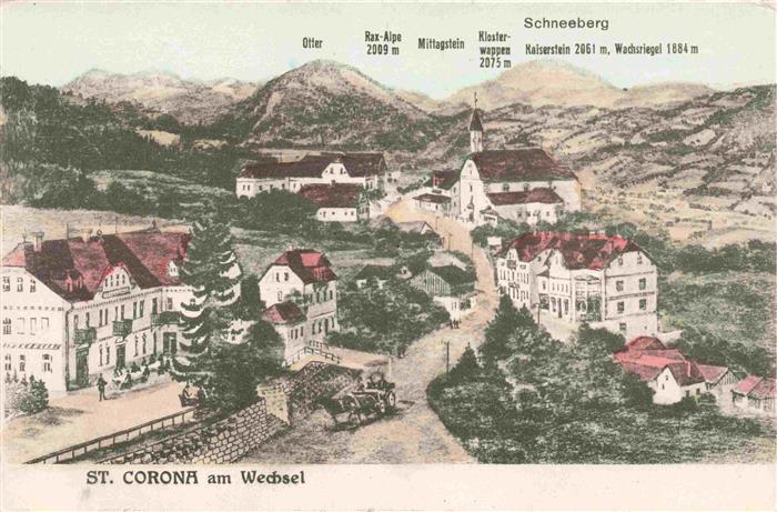 St Corona Wechsel Niederoesterreich AT Teilansicht mit Blick zum Schneeberg