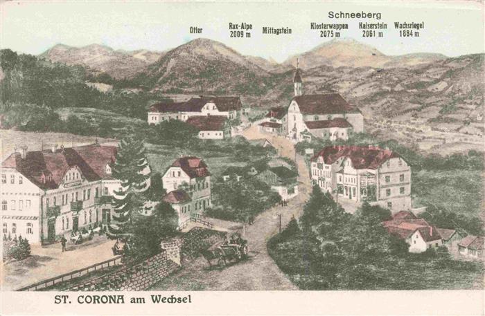 St Corona Wechsel Niederoesterreich AT Teilansicht mit Blick zum Schneeberg