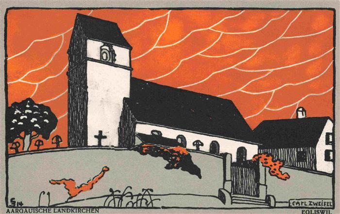 Aargau Kanton Serie 5 Aargauische Landkirchen Kuenstlerkarte