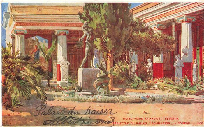 CORFOU Korfu Corfu Greece Péristyle du Palais Achilleion Kuenstlerkarte