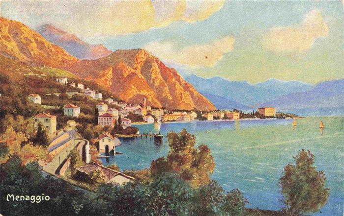 Menaggio Lago di Como Lombardia IT Panorama Kuenstlerkarte