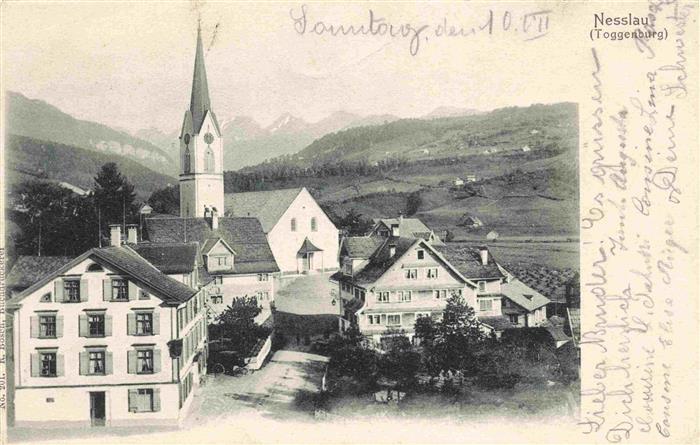 Nesslau Toggenburg SG Ortsansicht mit Kirche