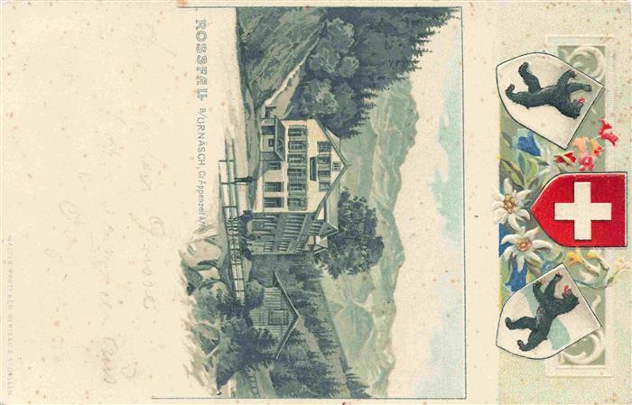 Rossfall Urnaesch AR Hotel Alpen Kuenstlerkarte Wappen