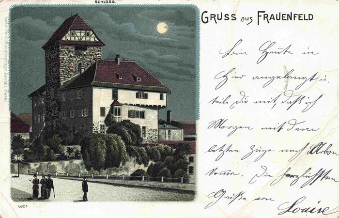FRAUENFELD TG Schloss im Mondschein Litho