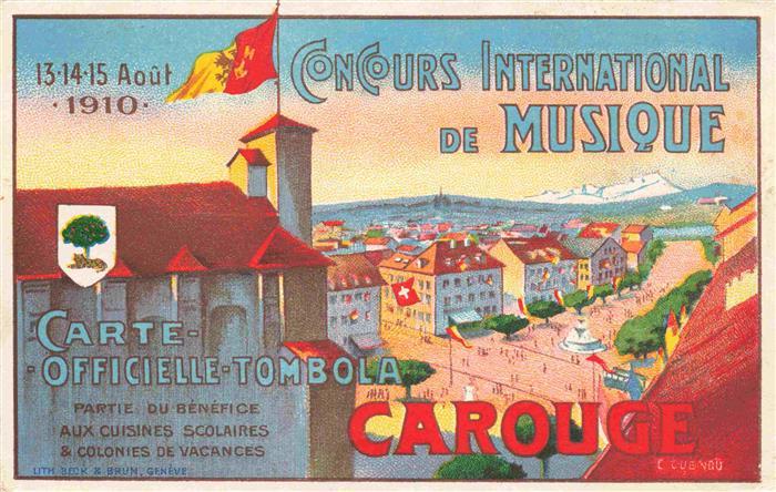 Carouge GE Concours International de Musique Carte Officielle Tombola Kuenstlerk