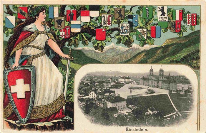 Einsiedeln SZ Stadtpanorama Wappen