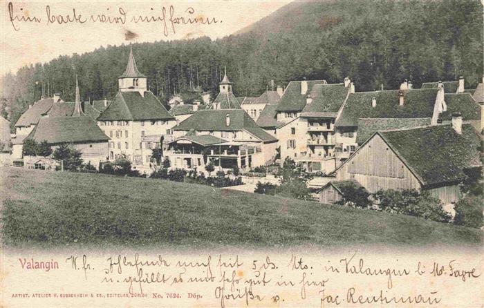 Valangin NE Ansicht mit Kirche