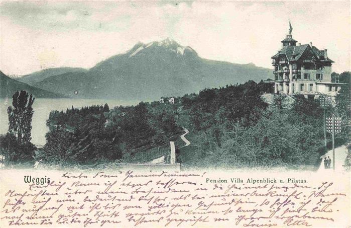 Weggis Vierwaldstaettersee Panorama Pension Villa Alpenblick und Pilatus