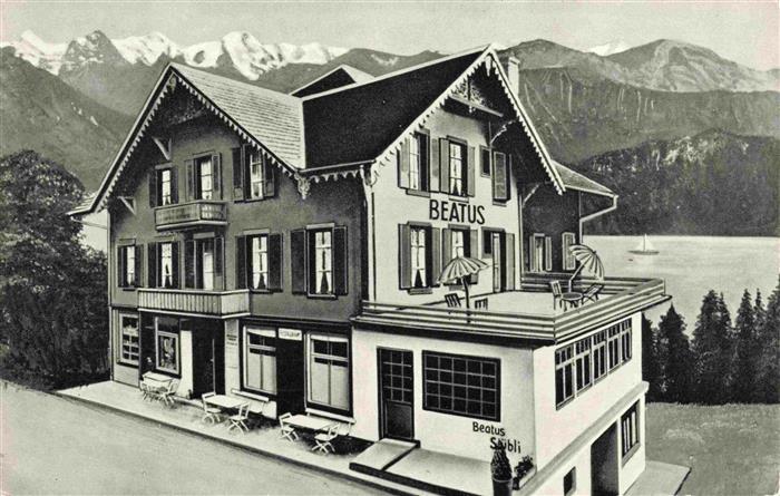 Beatenberg Thunersee BE Hotel Beatus mit Beatusstuebli Alpenblick Kuenstlerkarte