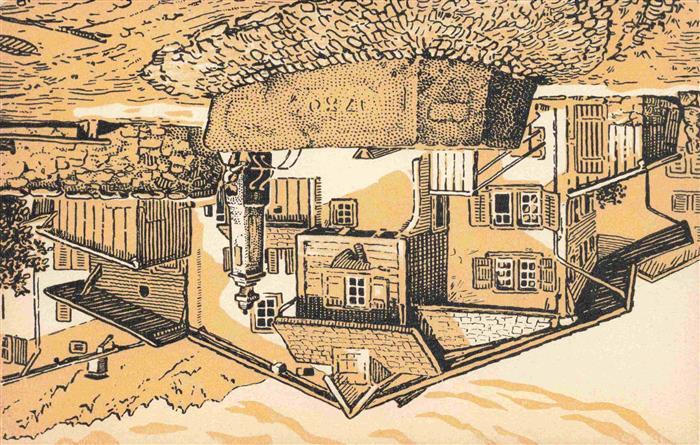 Ennenda Partie im Oberdorf Kuenstlerkarte