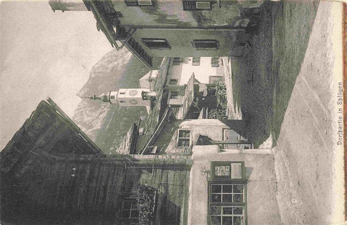 Spluegen 2113m GR Dorfpartie Blick zur Kirche