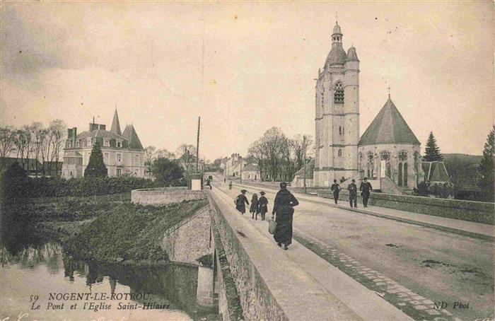 Nogent-le-Rotrou 28 Eure-et-Loir Le Pont et l'Eglise Saint Hilaire