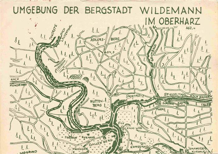 Wildemann Harz Umgebung der Bergstadt uebersichtskarte