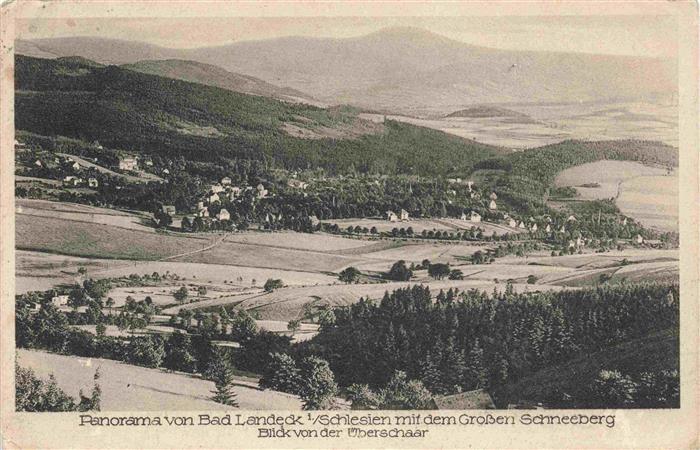 Bad Landeck Schlesien PL Blick von der ueberschaar mit Gr Schneeberg