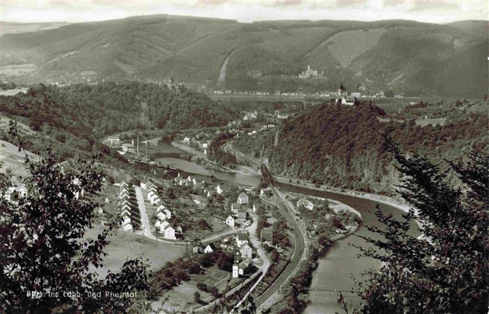 Niederlahnstein Lahnstein Panorama Blick ins Lahn- und Rheintal auf Burg Lahneck