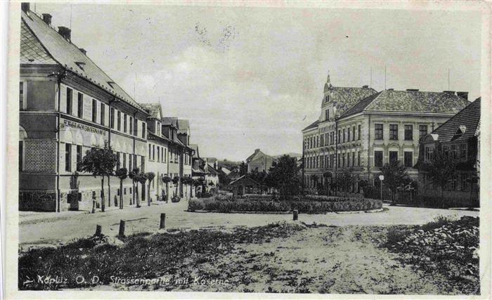 Kaplitz Kaplice CZ Strassenpartie mit Kaserne