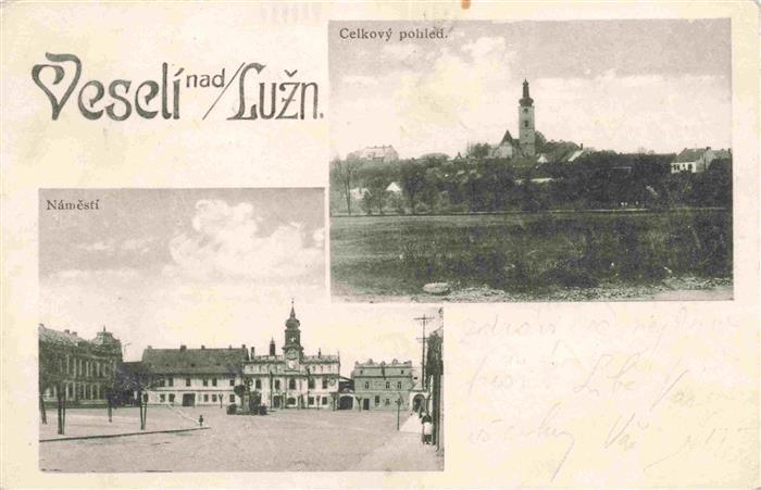 Veseli nad Luznici CZ Ansicht mit Kirche Marktplatz