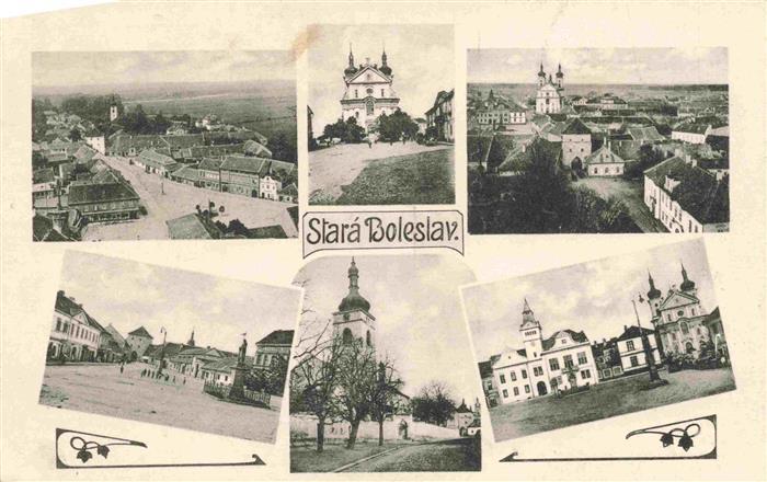Stara Boleslav Altbunzlau CZ Panorama Schloss Kirche Marktplatz