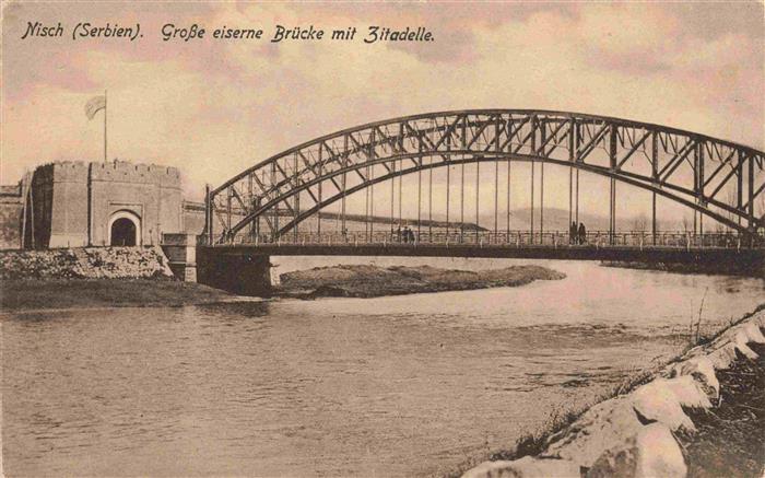 Nisch NIS Okrug Nisava Serbija Grosse eiserne Bruecke mit Zitadelle