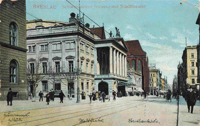 Breslau WROCLAW PL Schweidnitzer Strasse mit Stadttheater