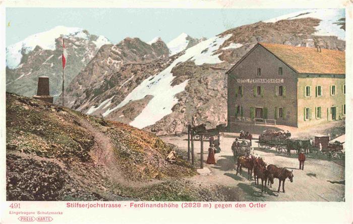 Stilfserjoch 2750m Passo dello Stelvio IT Berghotel Ferdinandshoehe gegen den Or