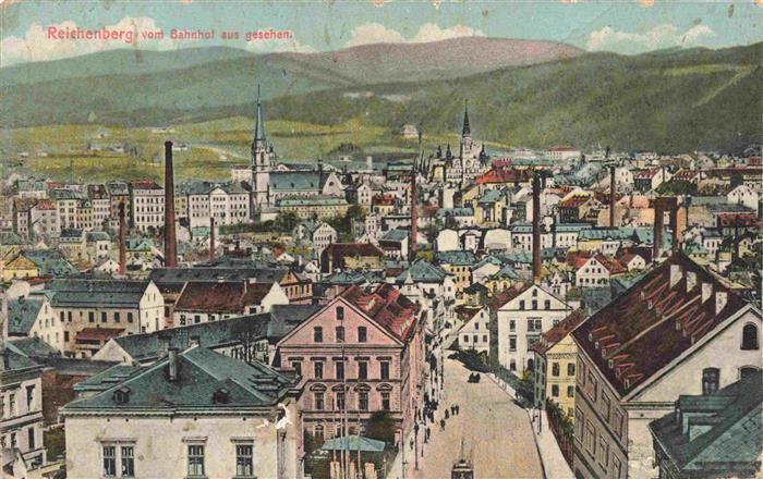 Reichenberg LIBEREC Boehmen CZ Panorama vom Bahnhof aus gesehen