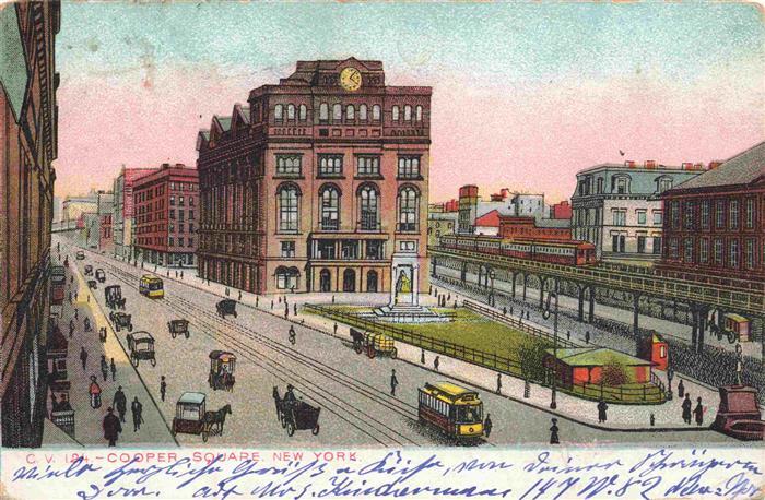 NEW YORK City USA Cooper Square Litho