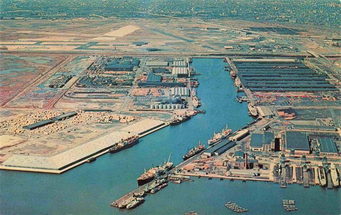 Port Newark New Jersey USA with Newark in the background aerial view