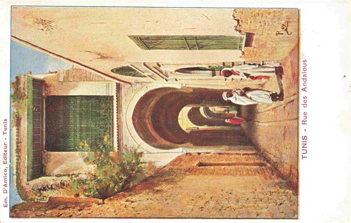 TUNIS Tunesie Rue des Andalous Kuenstlerkarte