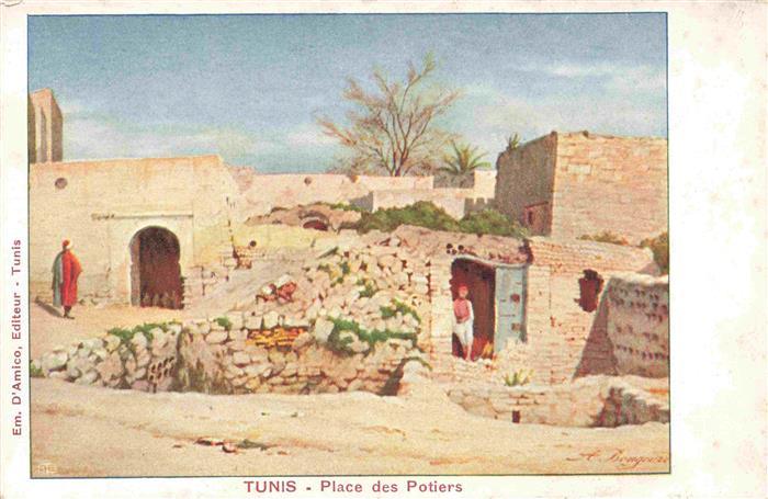 TUNIS Tunesie Place des Potiers Kuenstlerkarte