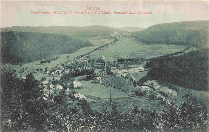Scheibe-Alsbach Panorama Schwarzburg-Rudolstadt mit Blick auf Alsbach Limbach un