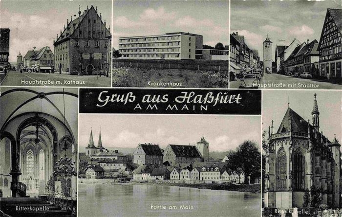 Hassfurt Main Bayern Hauptstrasse Rathaus Krankenhaus Stadttor Ritterkapelle Par