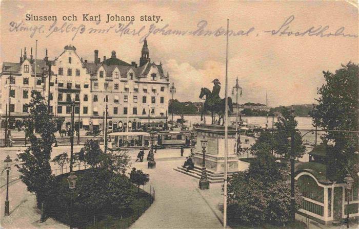 STOCKHOLM Sweden Slussen och Karl Johans staty