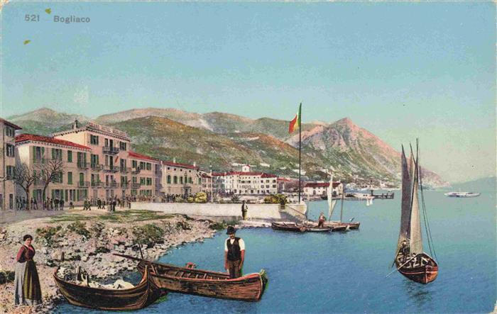 Bogliaco Lago di Garda Veneto IT Partie am Hafen Fischerboot