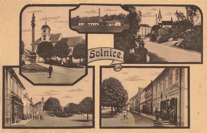 Solnice Solnitz Reichenau Knieschna CZ Motive Stadtzentrum Kirche Saeule