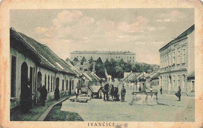 Ivancice Eibenschuetz CZ Hauptstrasse Pferdefuhrwerk
