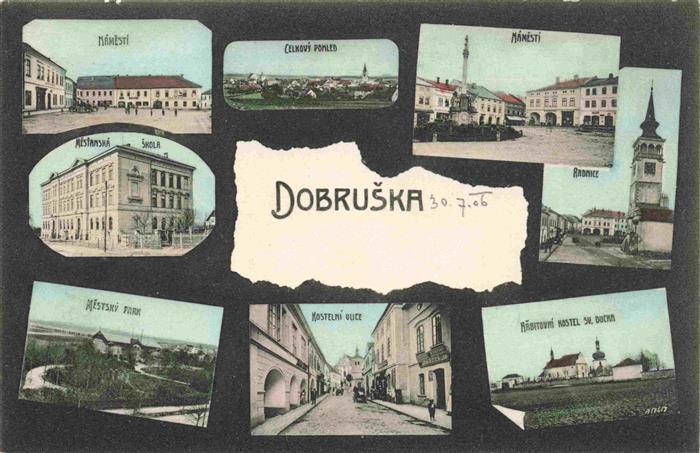 Dobruska Gutenfeld Koeniggraetz CZ Teilansichten Marktplatz Kirche Schule Park