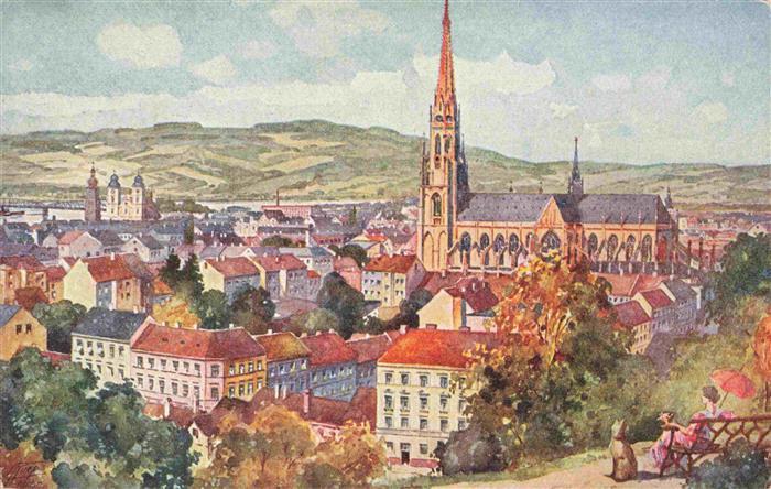 LINZ DONAU AT Stadtansicht mit Dom