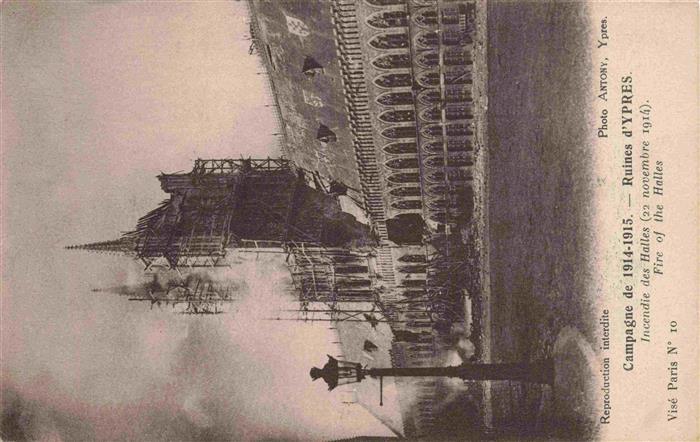 Ypres Ypern Ieper Belgie Campagne de 1914-15 Ruines Incendie des Halles